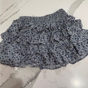 Elegant Navy Patterned Mini Skirt